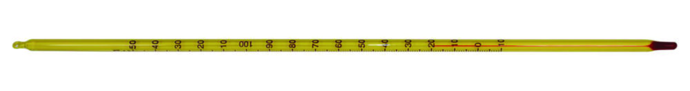 Glas termometer, LLG, "Economy", rød, -10 - +50°C, 1°C