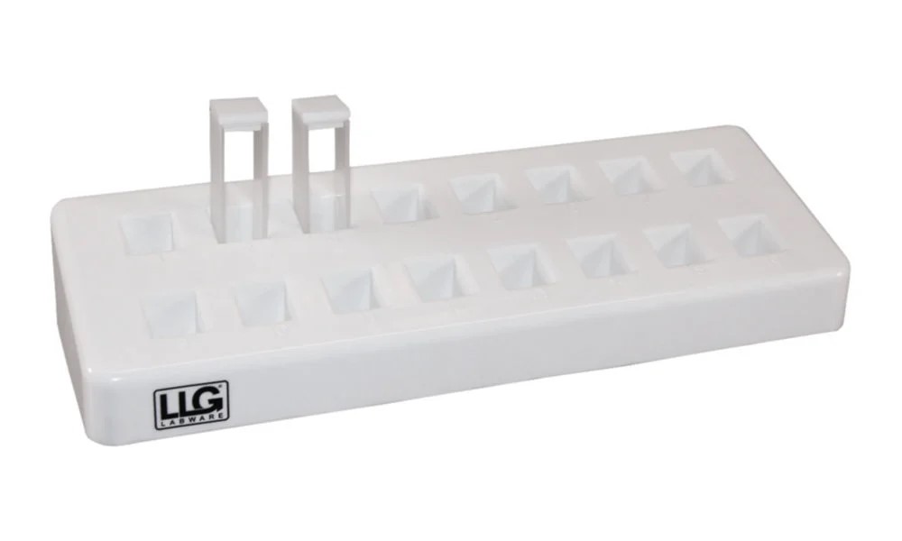 Rack til 16 kuvetter, LLG, 10 mm, PP, autoklaverbar