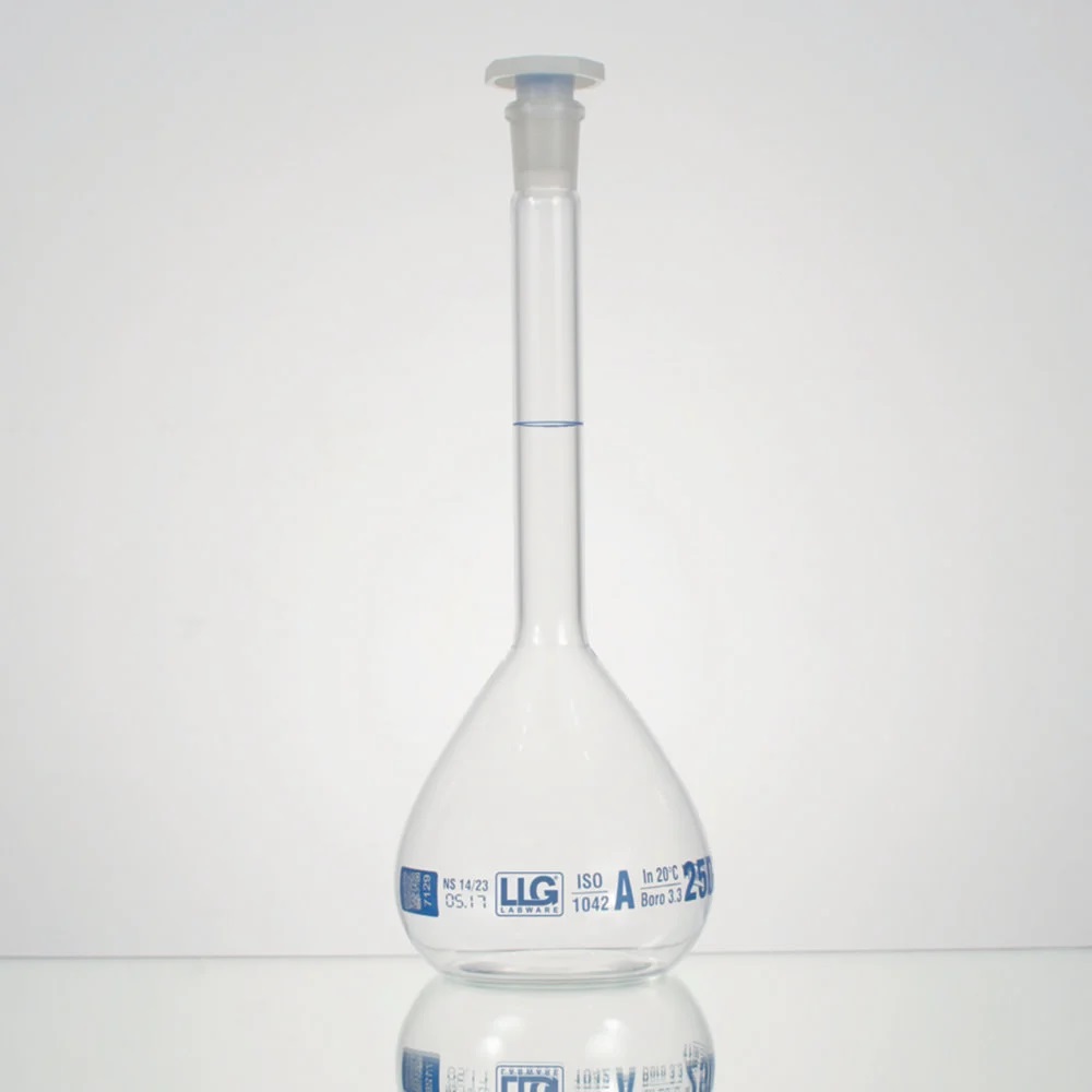 Målekolbe, LLG, kl. A, NS10, PE-prop, 20 mL, 2 stk