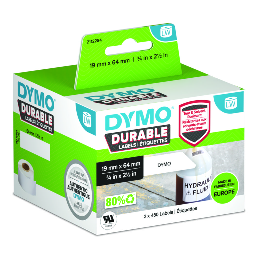 DYMO® LabelWriter Etiket, 19 x 64 mm, sort på hvid, 2 x 450 stk