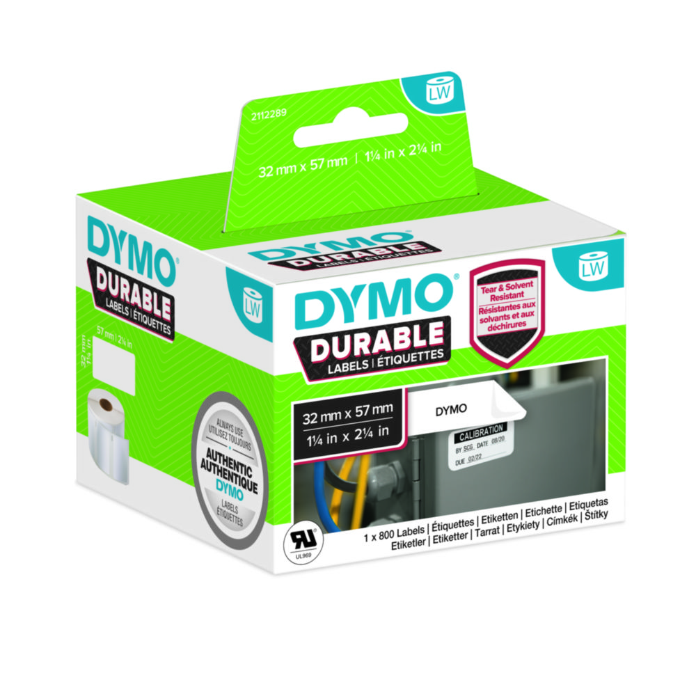 DYMO® LabelWriter Etiket, 32 x 57 mm, sort på hvid, 800 stk