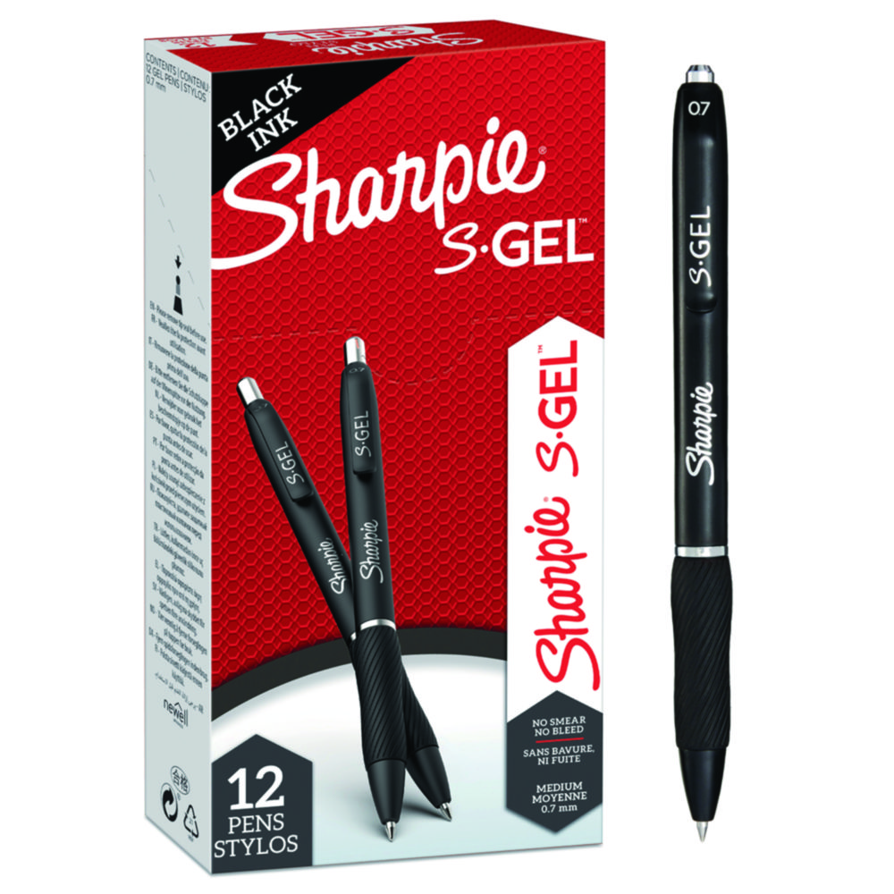 Sharpie® S-Gel - Gel pen, 0,7 mm, sort, 12/pk