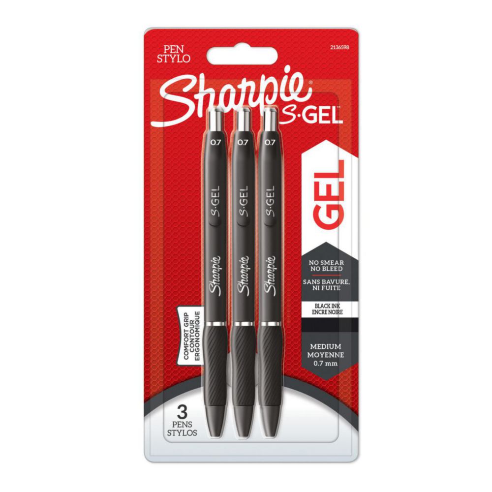 [4687593] Sharpie® S-Gel - Gel pen, 0,7 mm, sort, 3/pk