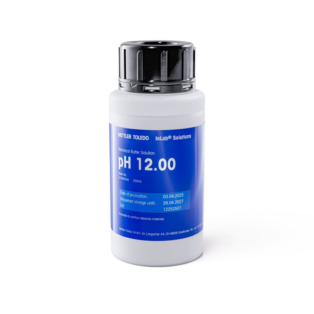 Buffer, teknisk, Mettler-Toledo, pH 12,00 ±0,05, 25 °C, 250 mL
