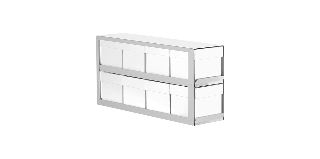 Comfort rack m/ udtræk skabsfryser TENAK, 130 mm bokse, h:268 x b:140 x d:562 mm, 2 x 4 bokse