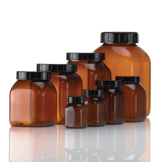 Prøvebeholder firkantet, brun, PVC, uden låg,500ml