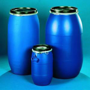 Tønde 30 liter med låg og bespændning, blå, Kautex