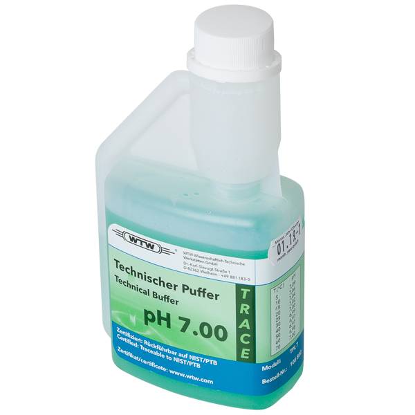 Buffer, teknisk, WTW, grøn, pH 7,00 ±0,03, 250 mL