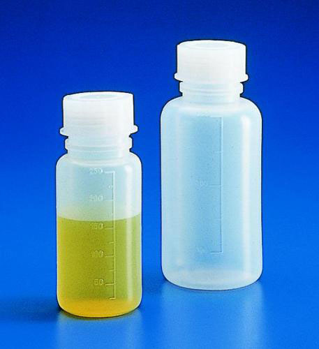 Flaske, PE, vid hals, skala, med låg, 2000 ml