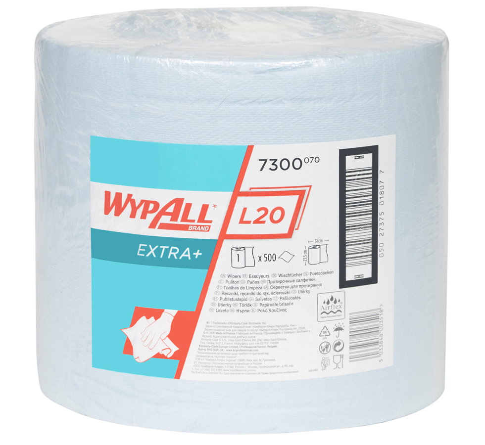 Wypall L20 Extra, blå, rulle, 23,5 x 38 cm