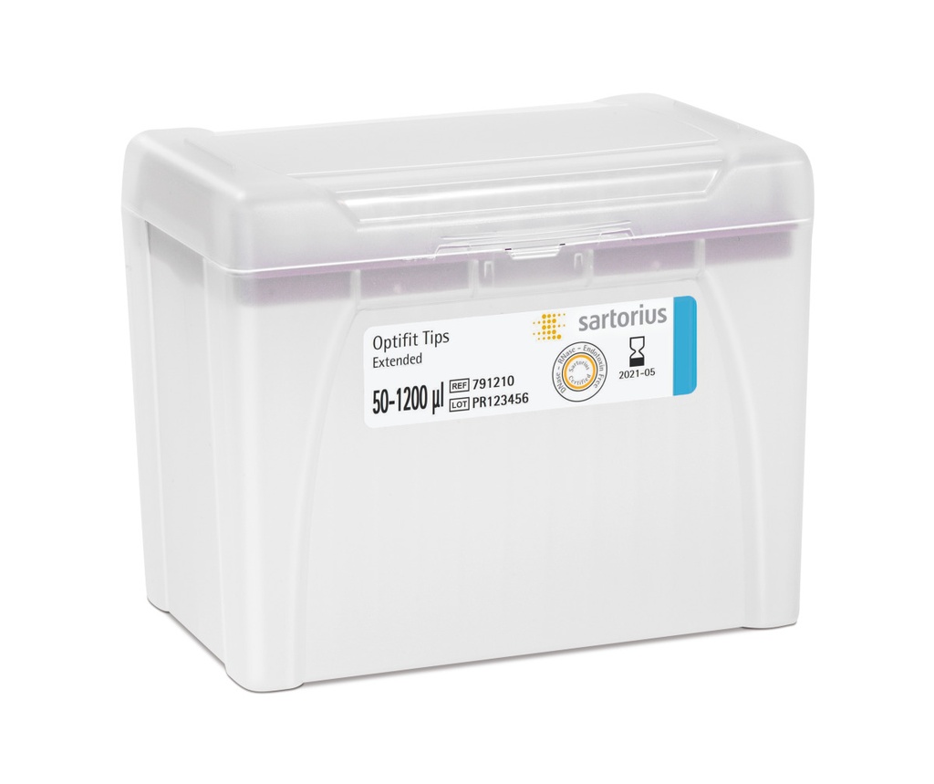 Optifit-Pipettespids, Sartorius, 50-1200 µl, længde 90,0 mm, 10 rack med 96 stk.