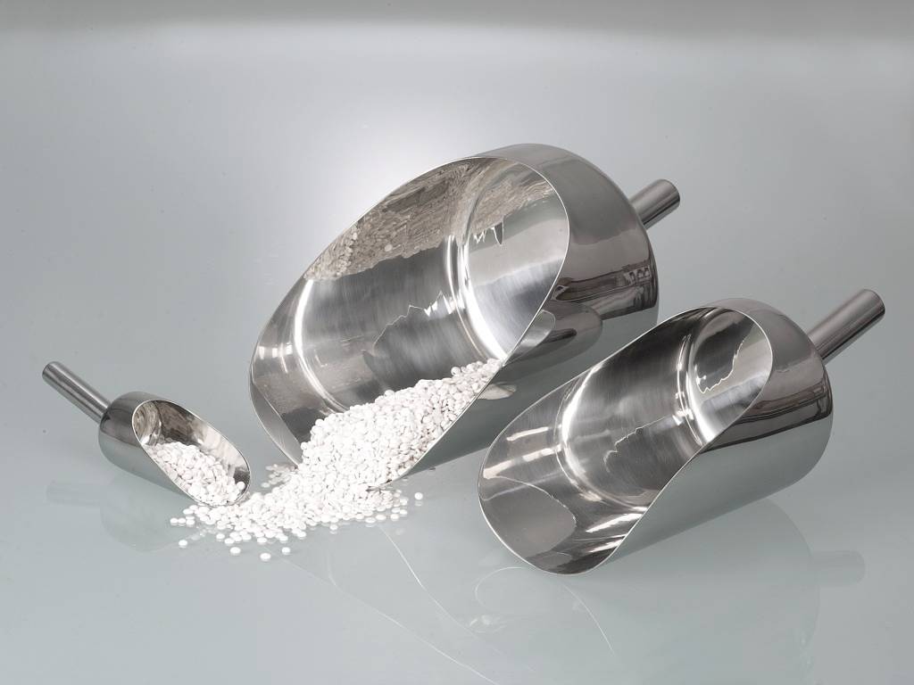 Skuffeske, PharmaScoop, rustfri stål V4A, 100 mm, 100 ml