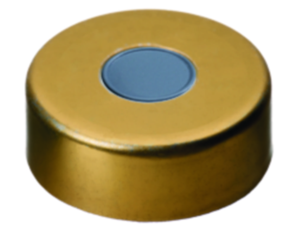 Crimp-låg, LLG, N 20, magnetisk stål m. hul, guld, butyl/PTFE 50 A
