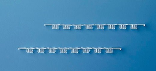 Strips, 8-PCR-låg, flade, klare, 125 stk., 0,2 ml