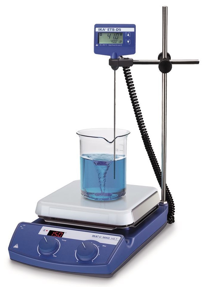 Magnetomrører IKA C-MAG HS 7 inkl. ETS-D5 termometer, 500°C