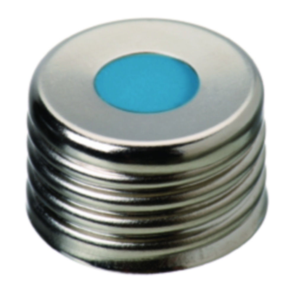 Skruelåg, LLG, N 18, magnetisk stål m. hul, sølv, precision, silikone/PTFE 45 A