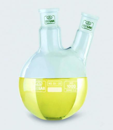 Rundkolbe, 2 halse, cent.:NS29, side:NS29, 250 ml