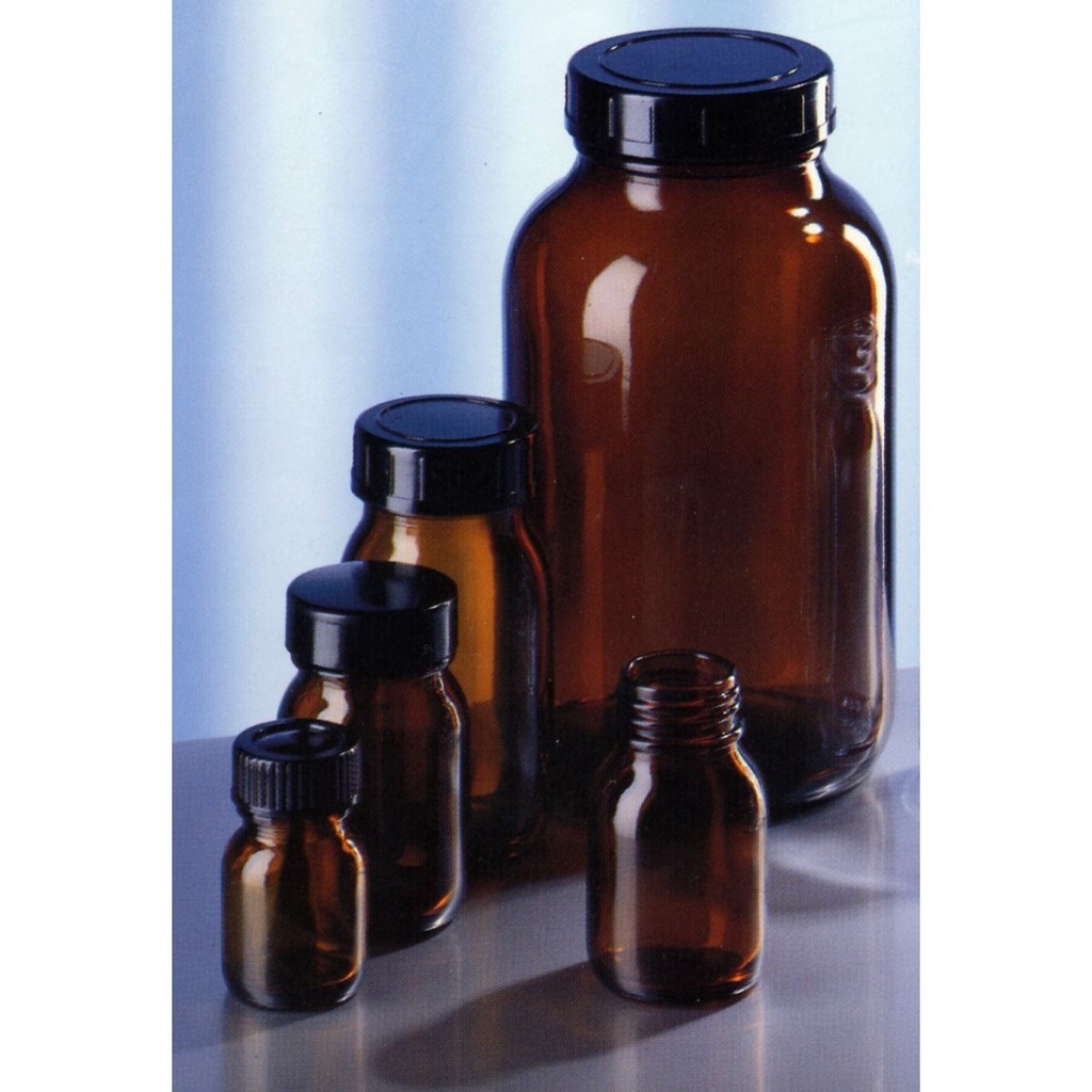 Prøvebeholder 1000 ml, GL 68 med låg, brun glas