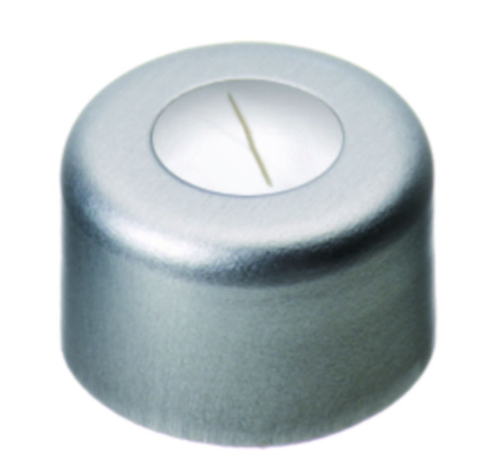 Crimp-låg, LLG, N 8, alu m. hul, sølv, silikone/PTFE 45 A, slit