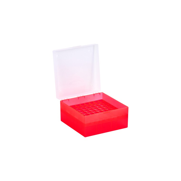 [1520012] Kryoboks, Ratiolab, 133 x 133 x 52 mm, PP, 9 x 9 rum, 1,2/2,0 ml kryorør, rød