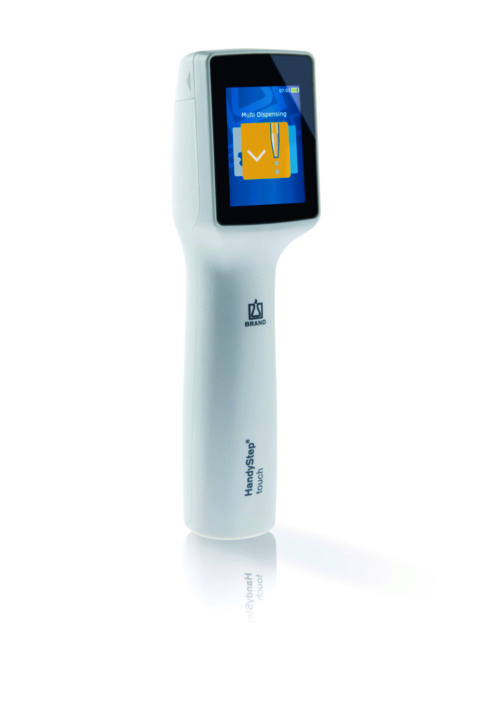 Repetitionspipette, Brand HandyStep touch, 1 µL - 50 mL, hvid, inkl. ladestander