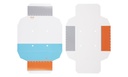 Kryoboks, TENAK origami, 134 x 134 x 52 mm, PP belagt overflade, blå/orange, 100 stk.