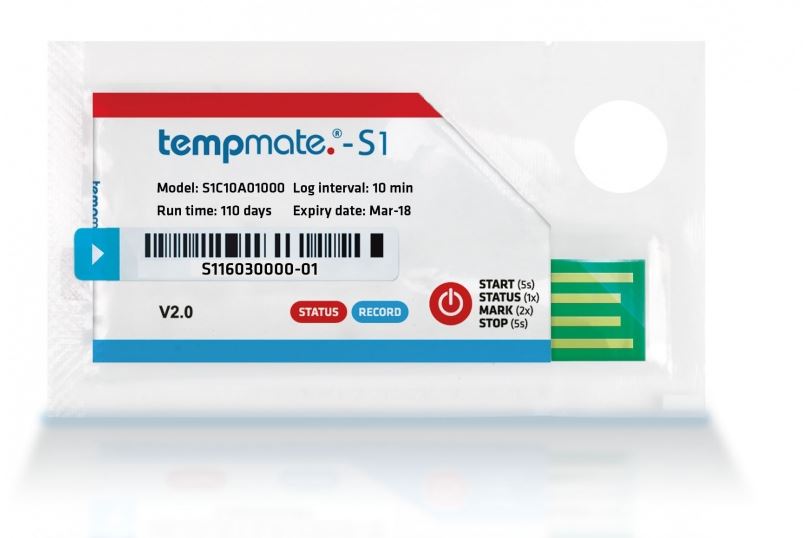 Engangs datalogger TempMate-S1 110 days, 80x47x7mm