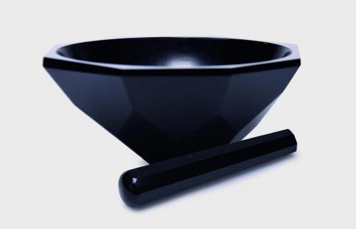 Agatmorter, sort med pestil, Ø65 mm