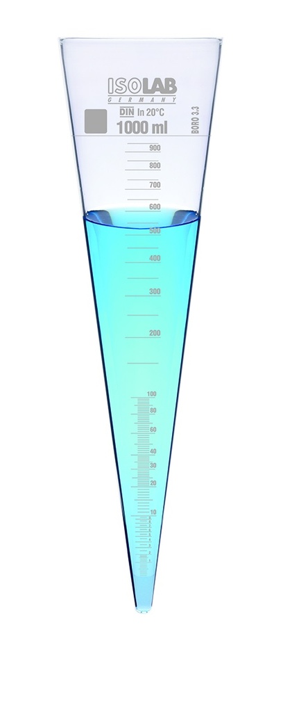 Imhoff sedimentationskegle u/hane, glas, 1000 ml