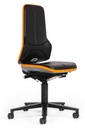 Neon-stol, kunstlæder, hjul/orange, 450-620 mm