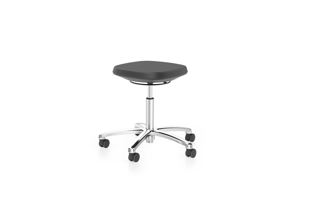 Labsit-taburet, firkantet PU-sæde, hjul 450-650 mm