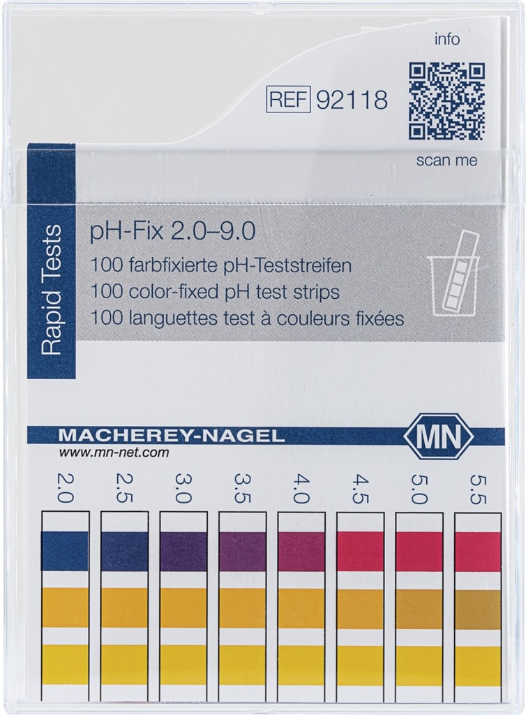 pH-indikatorpapir, Macherey-Nagel pH-Fix, strips, pH 2 - 9, 100 stk
