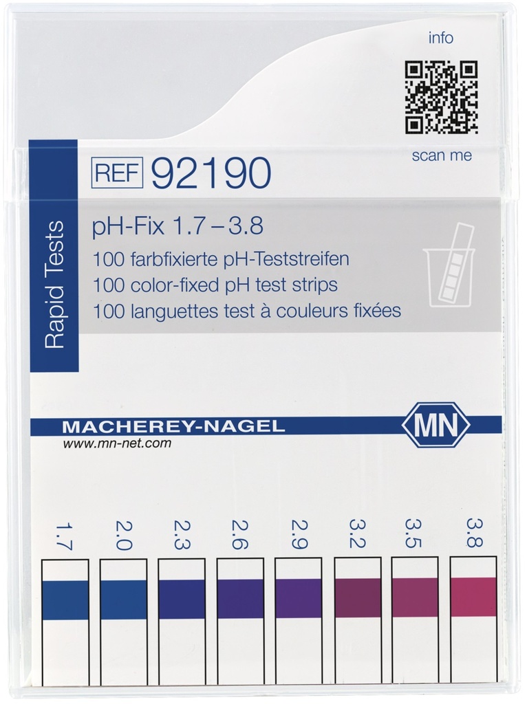 [1571750] pH-indikatorpapir, Macherey-Nagel pH-Fix, strips, pH 1,7 - 3,8, 100 stk