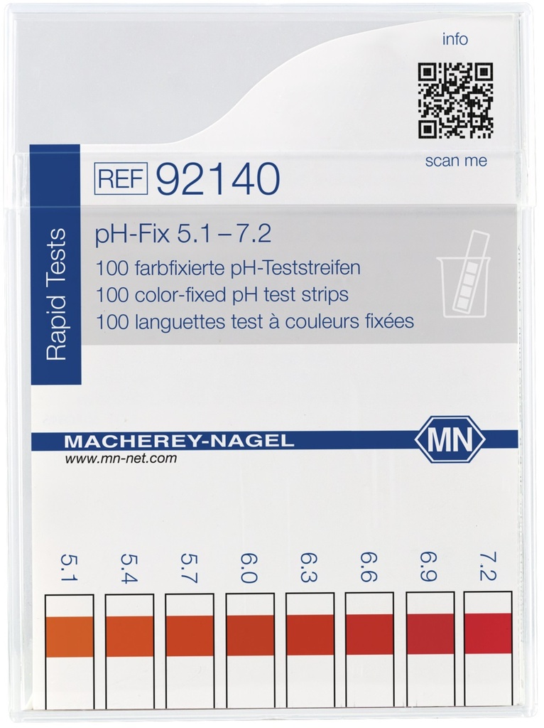 pH-indikatorpapir, Macherey-Nagel pH-Fix, strips, pH 5,1 - 7,2, 100 stk