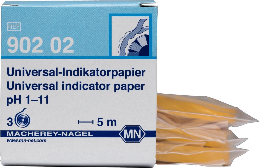 pH-indikatorpapir, Macherey-Nagel Universal, refill, pH 1 - 11, 3 ruller à 5 m