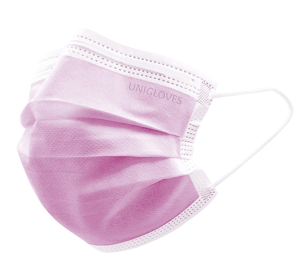 Mundbind, Unigloves Profile Plus, EN 14683 Type II R, CE, pink, 10 x 50 stk.
