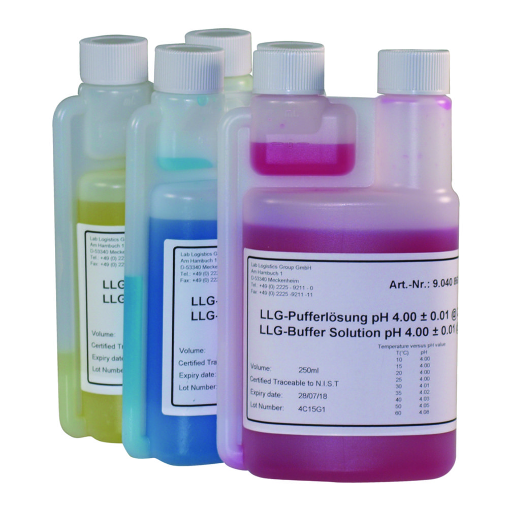 Buffer, teknisk, LLG, pH 10,00 ±0,01, 25°C, blå, 250 mL