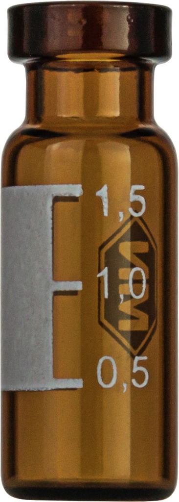 Vials m. krave, Macherey-Nagel, N 11 crimp, vid åbning, 1,5 mL, brun, m. skrivefelt
