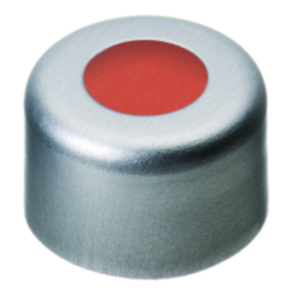 Crimp-låg, LLG, N 8, alu m. hul, sølv, gummi/PTFE 60 A