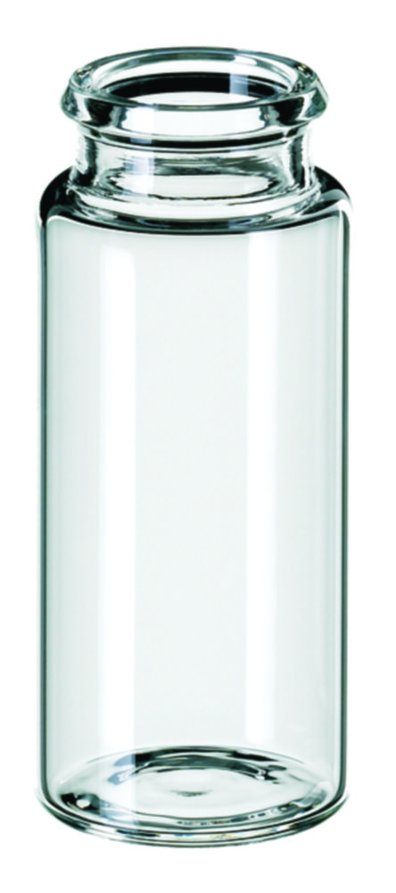 Vials m. krave, LLG, N 18 snap-cap, flad bund, 10 mL, klar