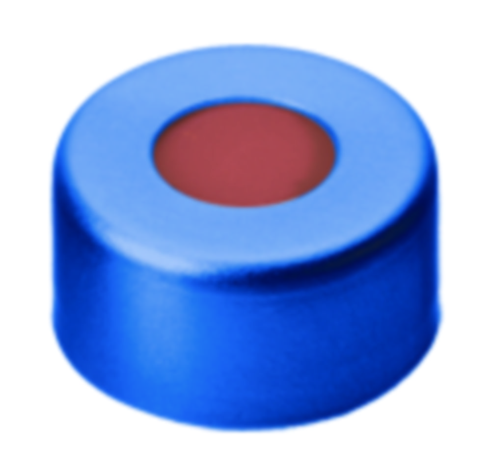 Crimp-låg, LLG, N 11, alu m. hul, blå, gummi/butyl/PTFE 45 A