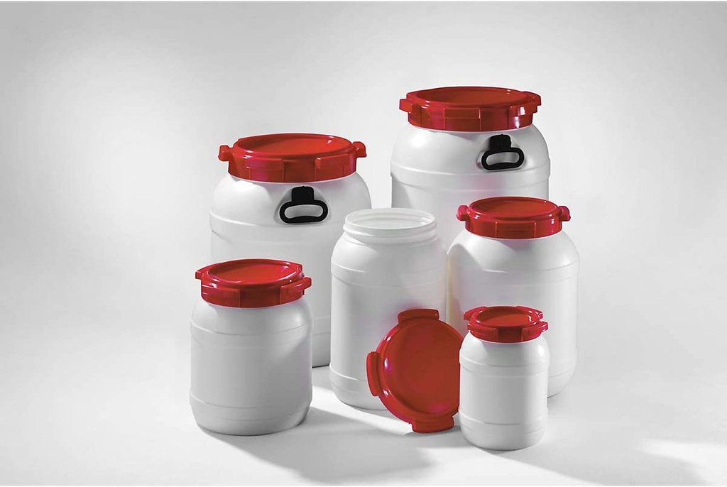 Beholder m/håndtag, UN-godkendt, PE-HD, Ø410x518 mm, 53 liter