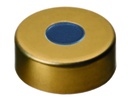 Crimp-låg, LLG, N 20, magnetisk stål m. hul, guld, butyl/PTFE 50 A, Pharma-Fix
