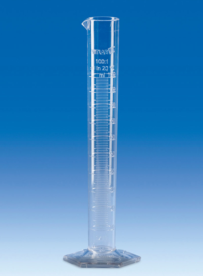 Målecylinder, SAN, høj form, klasse B, 50 ml