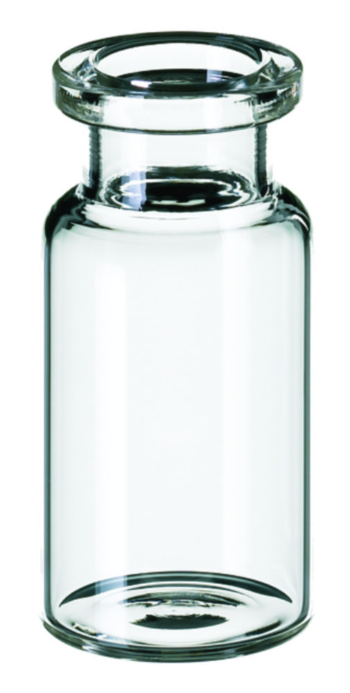 Headspace vials m. krave, LLG, N 20 DIN crimp, flad bund, 10 mL, klar