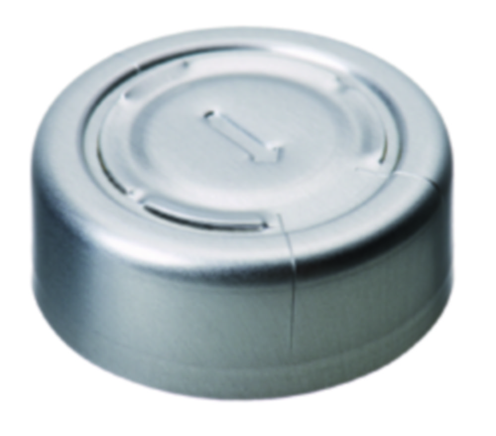 Crimp-låg, LLG, N 20, alu med komplet tear-off, sølv, butyl/PTFE 50 A
