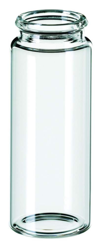 Vials m. krave, LLG, N 22 snap-cap, flad bund, 25 mL, klar