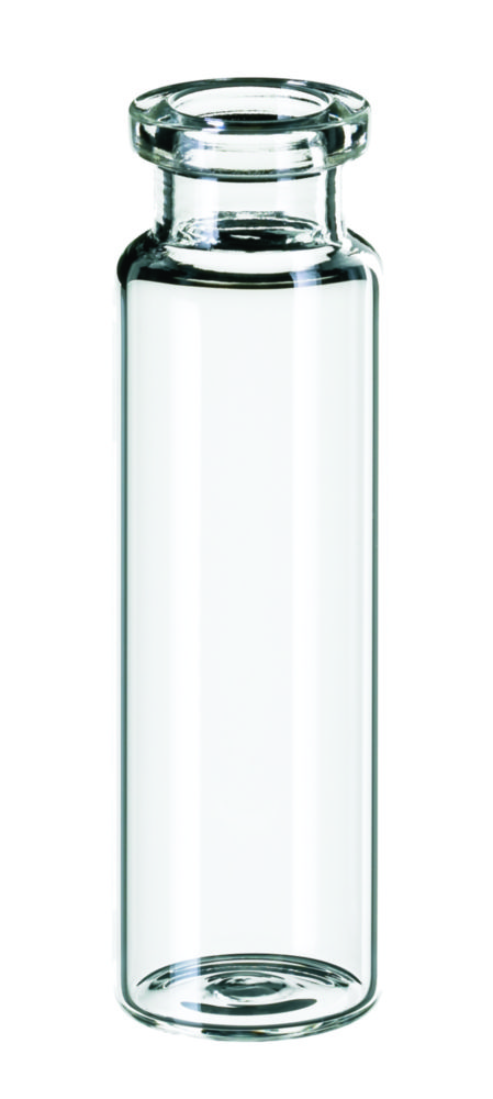 Headspace vials m. krave, LLG, N 20 DIN crimp, flad bund, 20 mL, klar