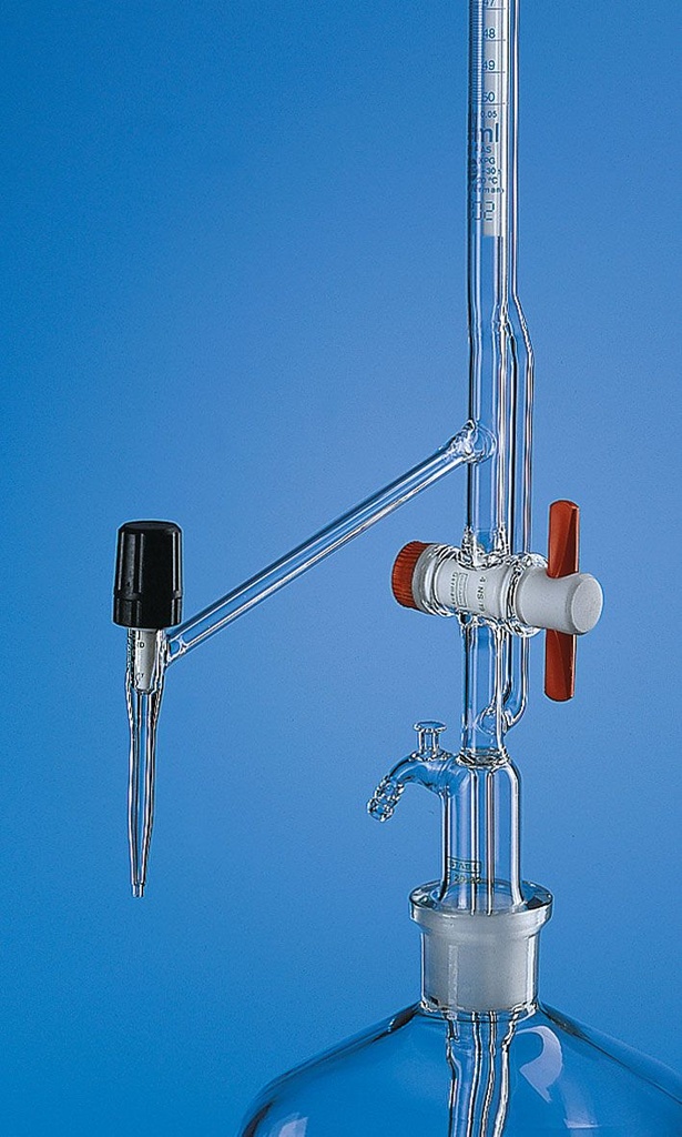 Pelletsburette klart glas med PTFE hane