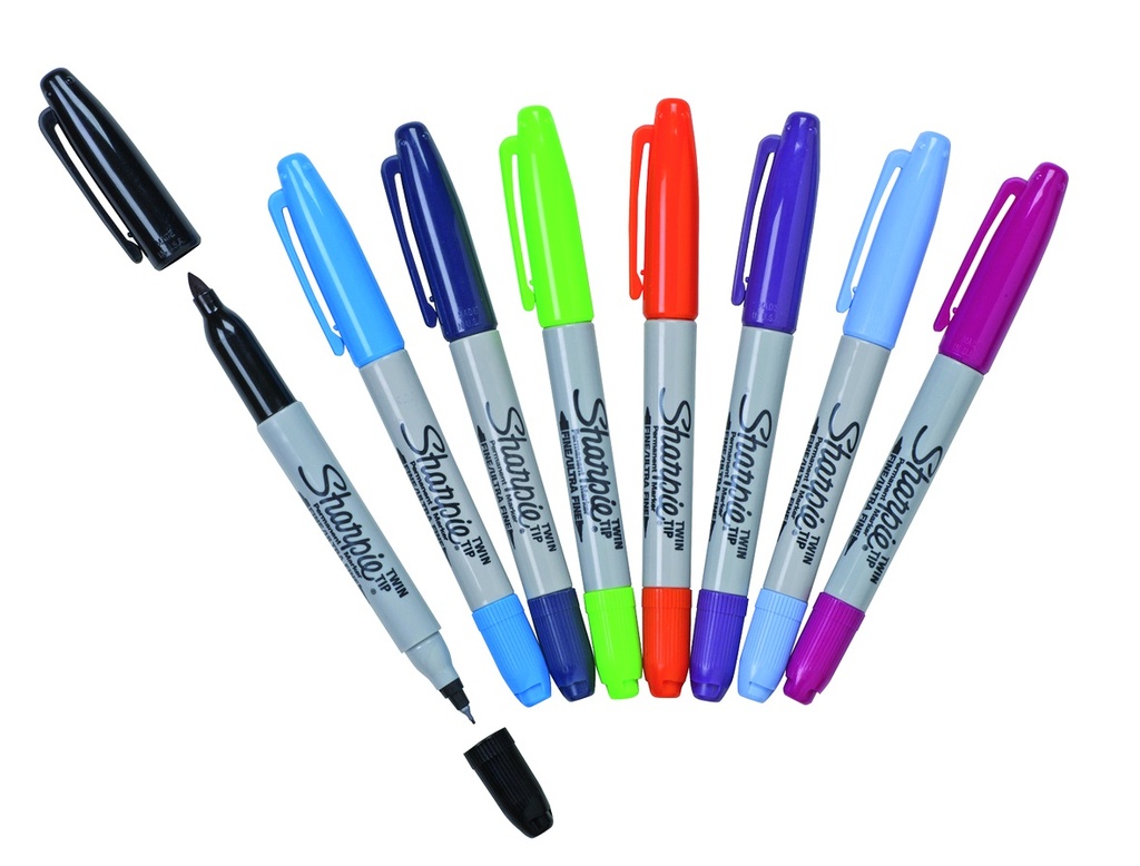 Permanent marker Sharpie® m/dobbeltspids, 8 stk.